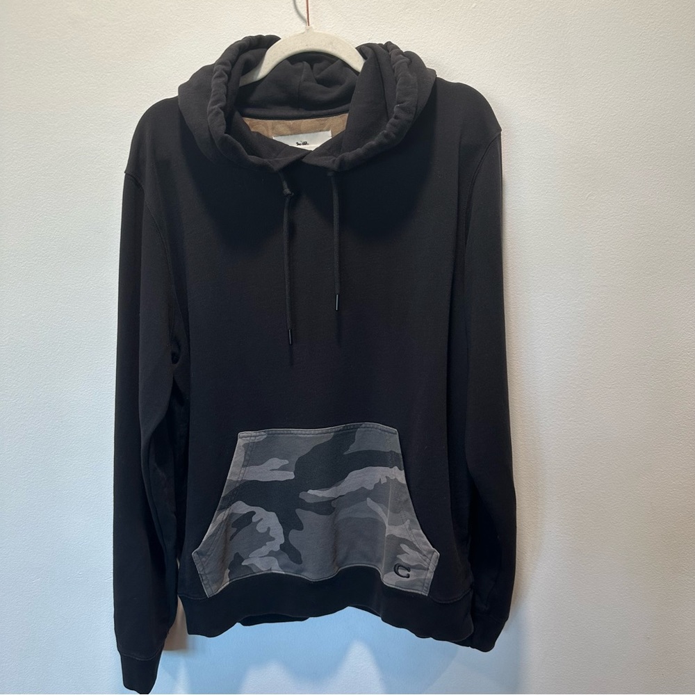 Coach Black Hoodie with Gray Camo Pocket - Picture 2 of 8